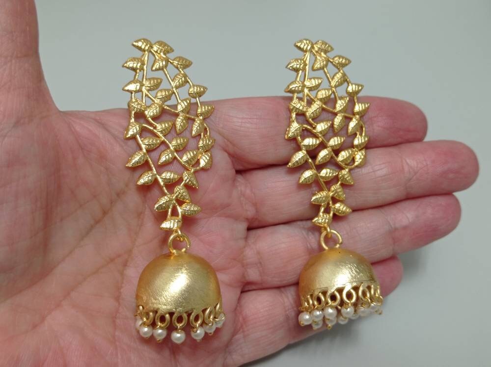Gold Plated Brass Flamenco Earrings with Pearl Bells