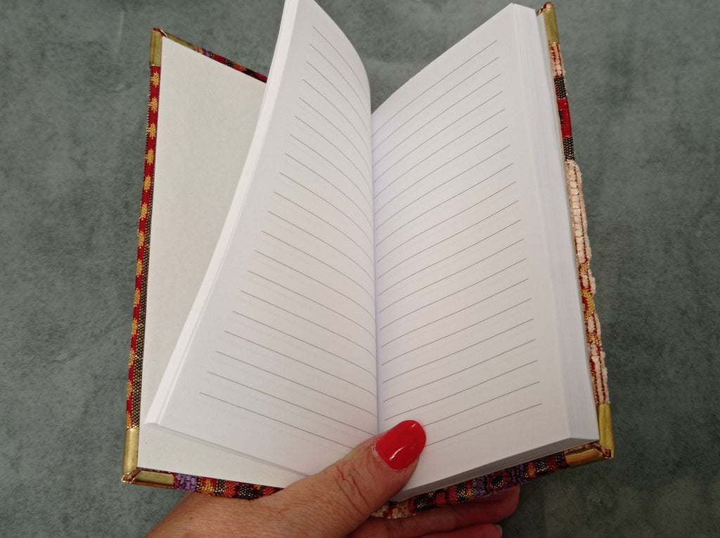 Turkish Rug Woven Fabric Notebook, Velvet Ikat, Lined