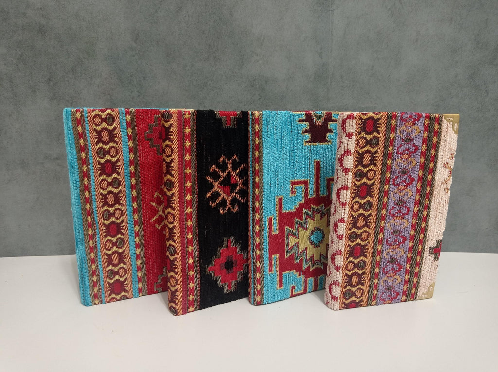 Turkish Rug Woven Fabric Notebook, Velvet Ikat, Lined