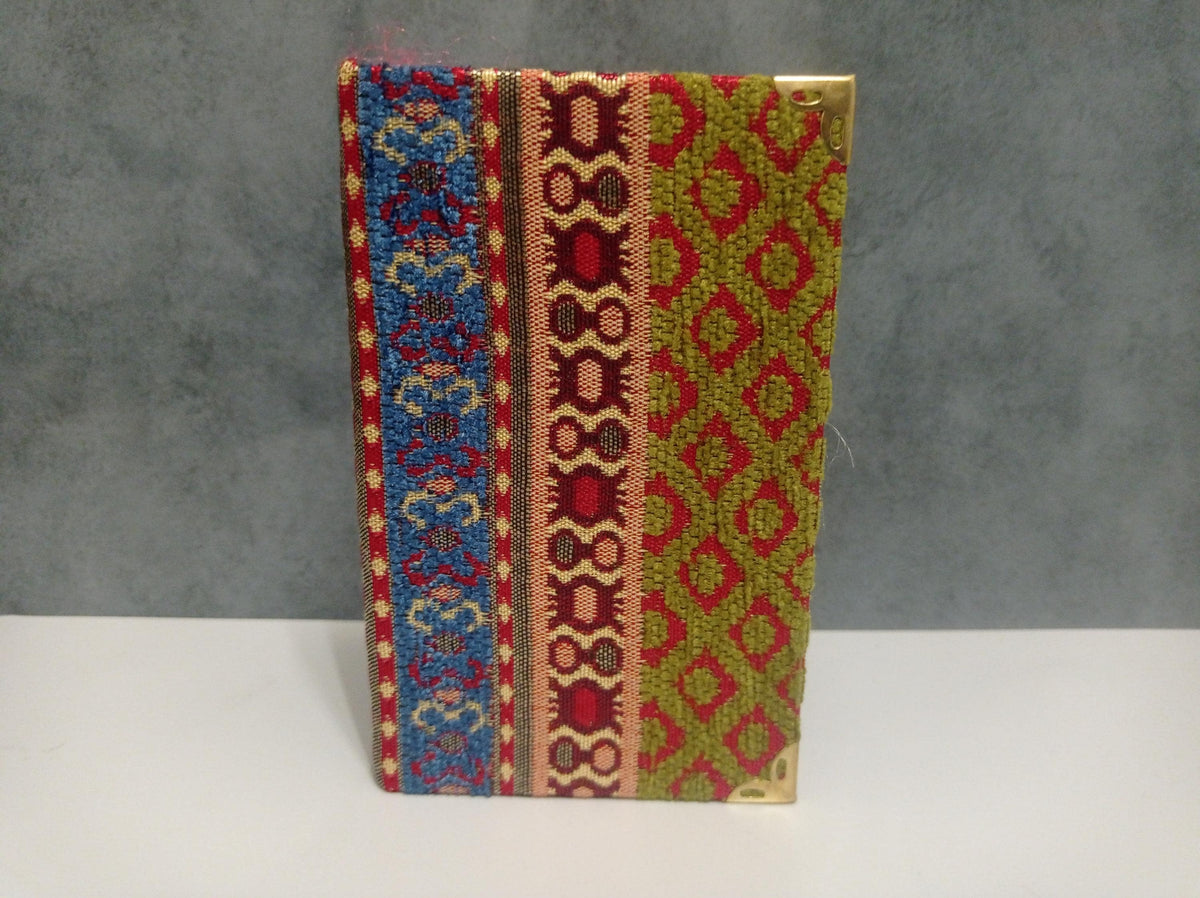Velvet Ikat Turkish Fabric Travel Journal – Brass Corners, Lined Pages