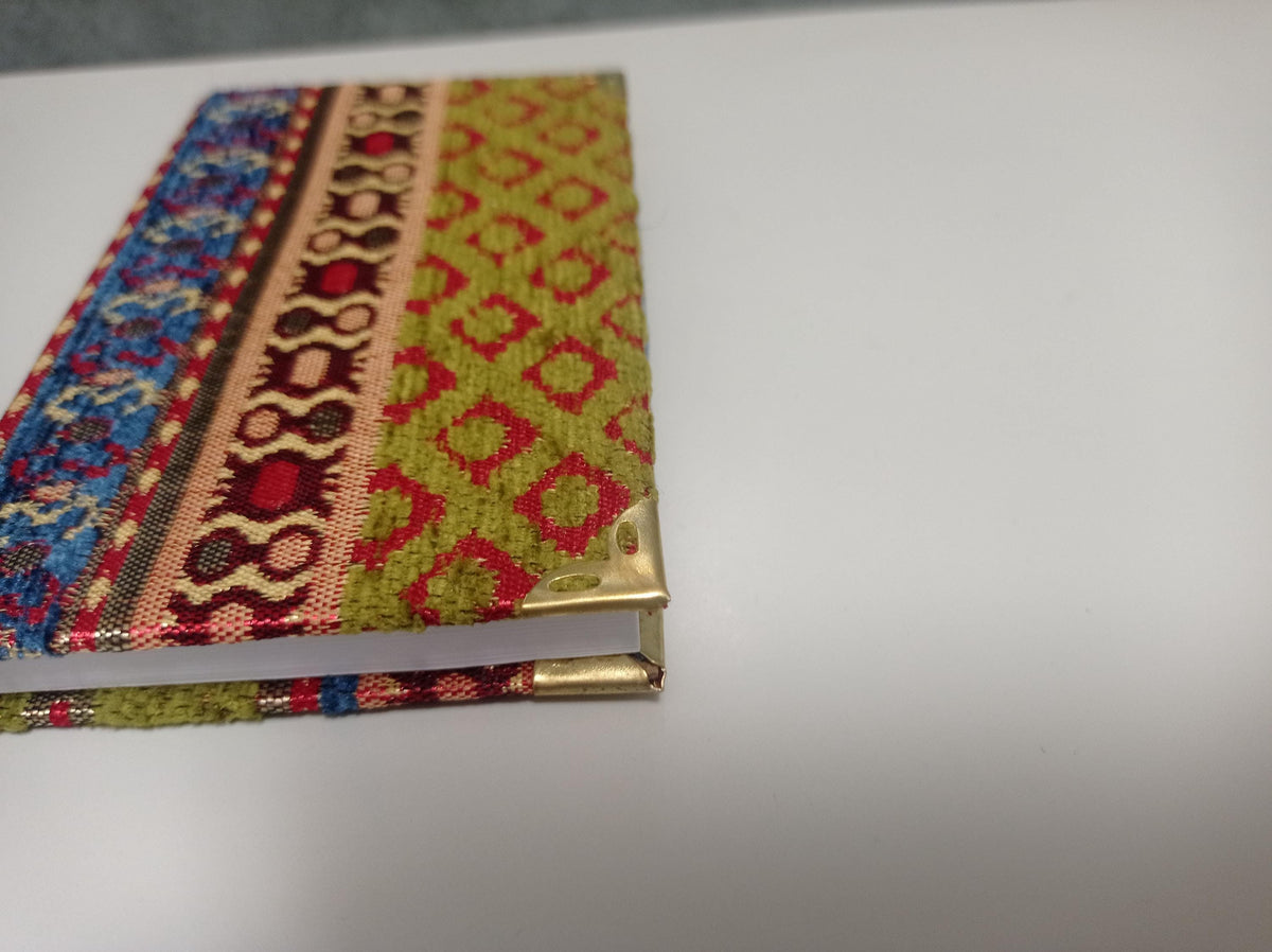Velvet Ikat Turkish Fabric Travel Journal – Brass Corners, Lined Pages