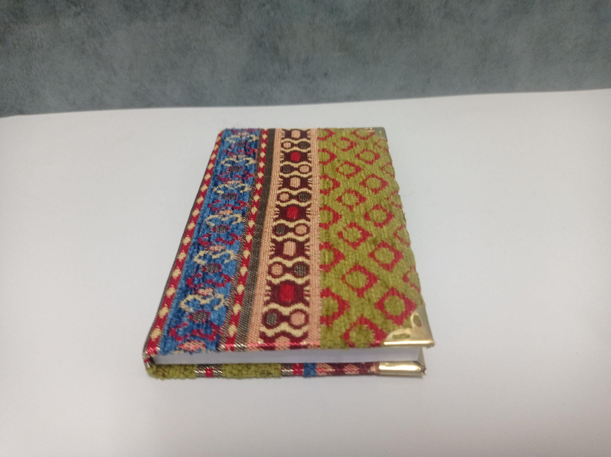 Velvet Ikat Turkish Fabric Travel Journal – Brass Corners, Lined Pages