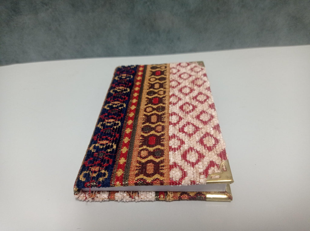 Turkish Kilim Fabric Notebook – Brass Corners, Lined Journal for Writers, Travelers