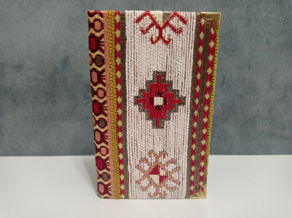 Turkish Rug Design Pocket Journal, Kilim Woven Fabric Notepad