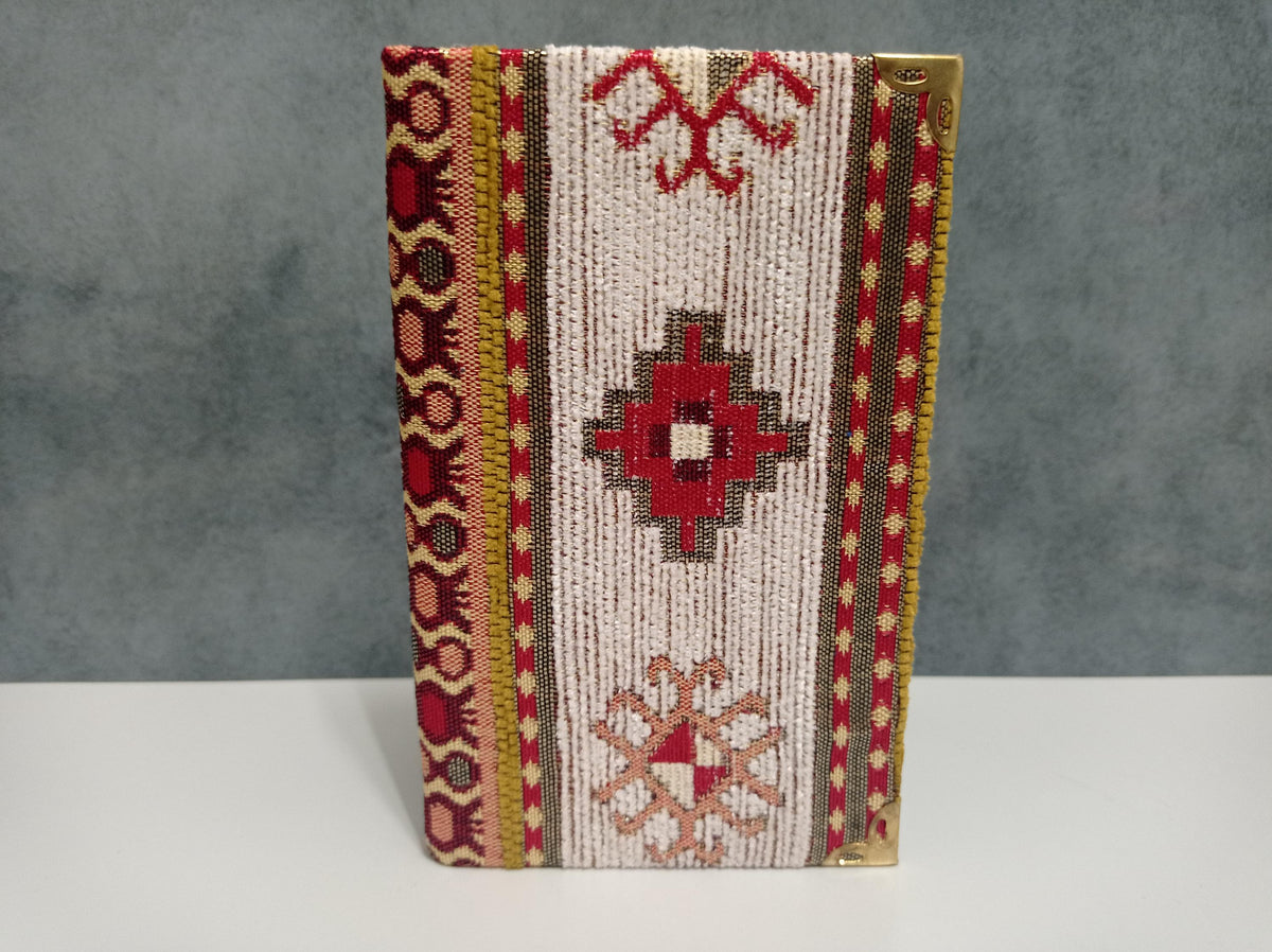 Turkish Rug Design Pocket Journal, Kilim Woven Fabric Notepad
