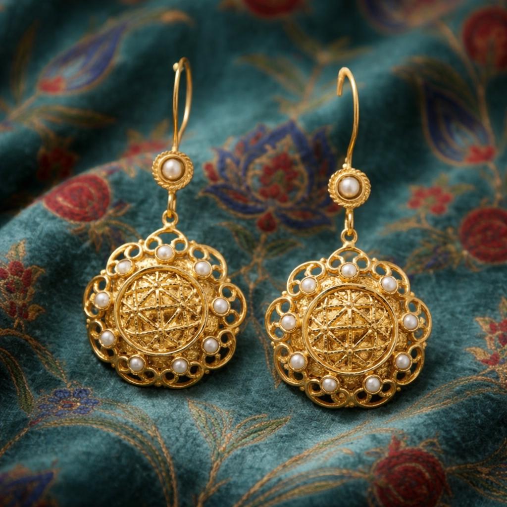 Elegant Gold Plated Pearl Earrings - Boho Chic Dangle Jewelry