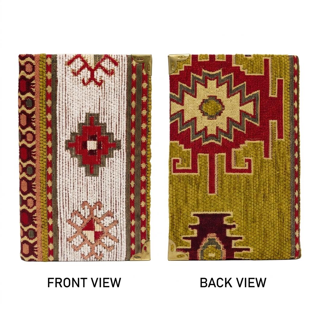 Turkish Rug Design Pocket Journal, Kilim Woven Fabric Notepad