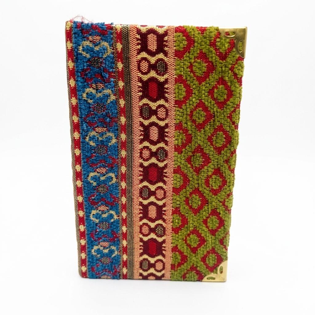 Velvet Ikat Turkish Fabric Travel Journal – Brass Corners, Lined Pages
