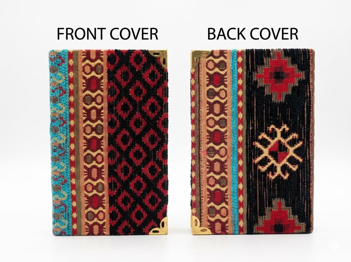 Chenille Jacquard Notebook, Turkish Rug Design, Kilim Pattern