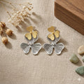 Handmade Mixed Metal Flower Earrings, Gold Silver Plated, Stud Dangle Styles