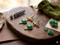 Exquisite Gold Plated Dragonfly Green Agate Ottoman Chandelier Earrings