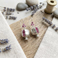 Silver Plated Pomegranate Earrings, Ruby Jade Hook Dangle, Boho Ottoman Design