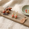 Gold Plated Bronze Pomegranate Earrings – Boho Chic Style, Hypoallergenic Snake Hook