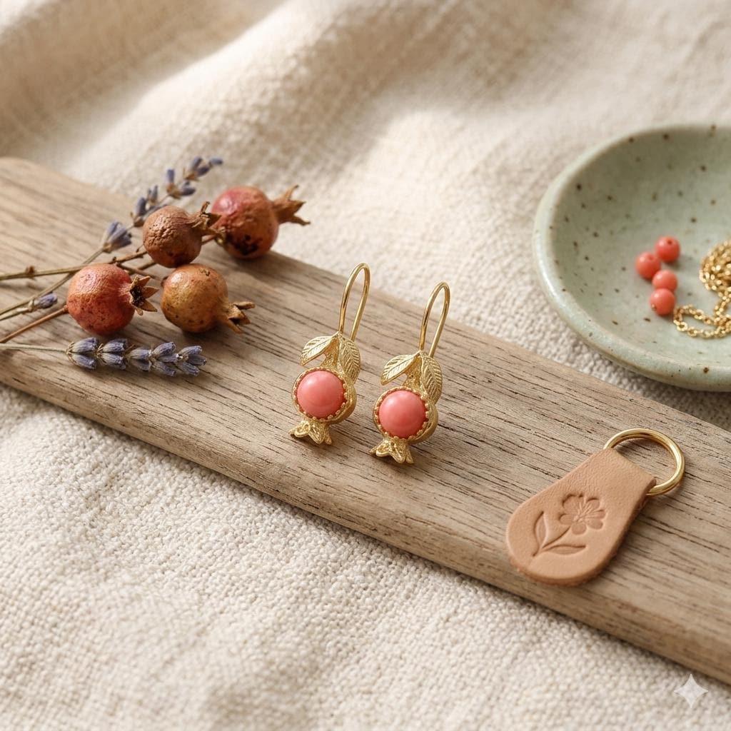 Gold Plated Bronze Pomegranate Earrings – Boho Chic Style, Hypoallergenic Snake Hook