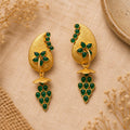 Green Agate Gold Plated Brass Dangle Earrings – Hypoallergenic Statement Jewelry