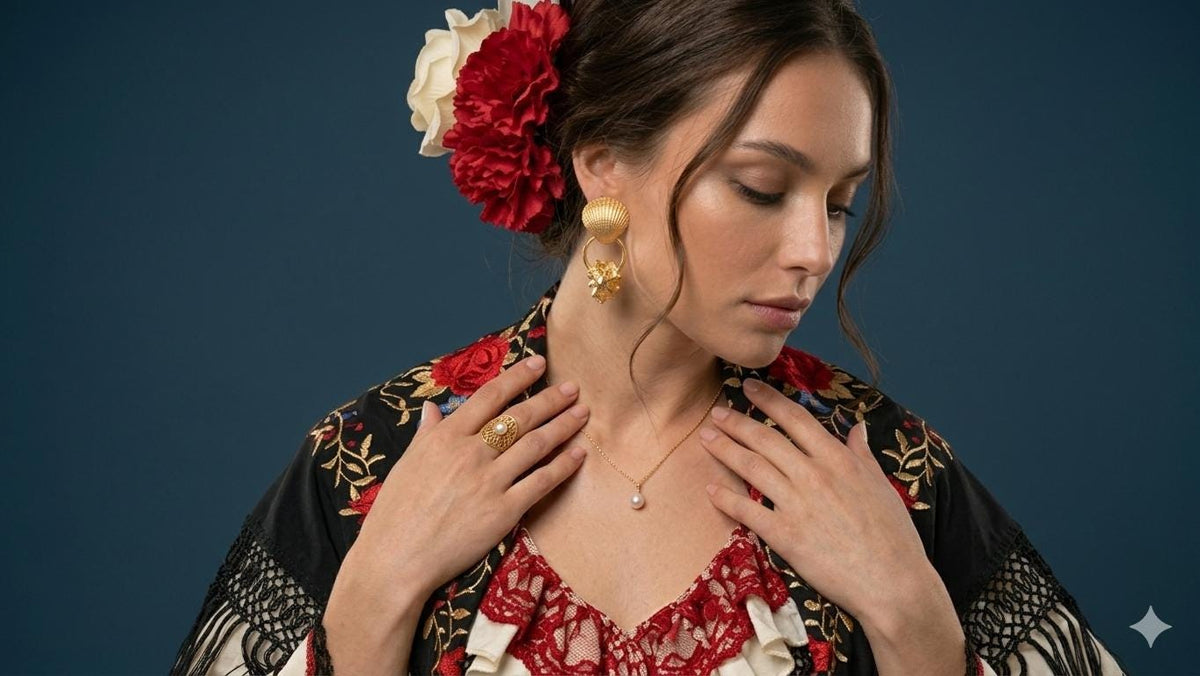 Matte Gold Plated Hammered Seashell Dangle Earrings, Turkish Art Deco, Hypoallergenic, Gift Packaging Included