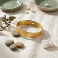 Hammered Gold Plated Brass Bangle Bracelet, Turkish Design, Adjustable Cuff, Matte Finish