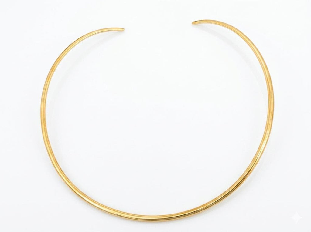 Polished Brass Choker – Minimalist Turkish Neck Ring for Charms, Pendants