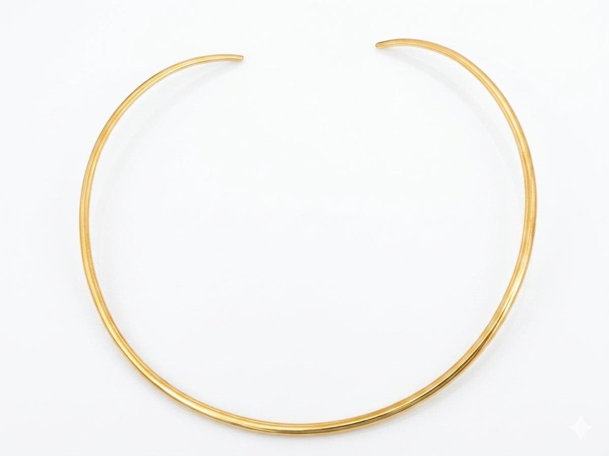 Polished Brass Choker – Minimalist Turkish Neck Ring for Charms, Pendants