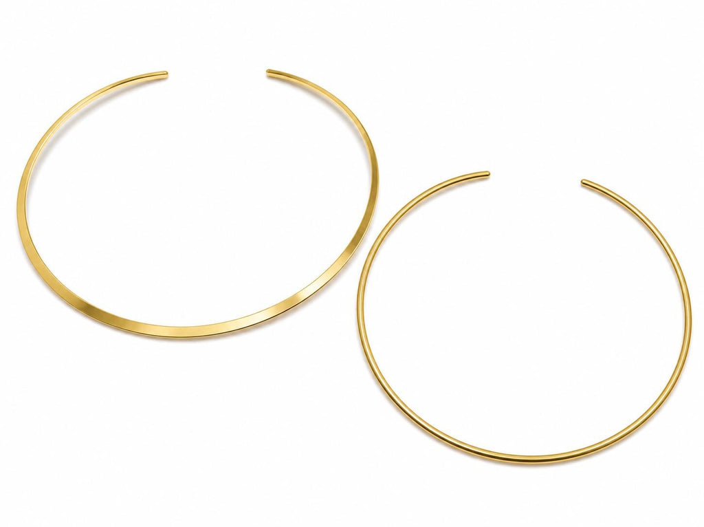 Polished Brass Open Choker Necklace: Minimalist Turkish Jewelry for Charms, Pendants