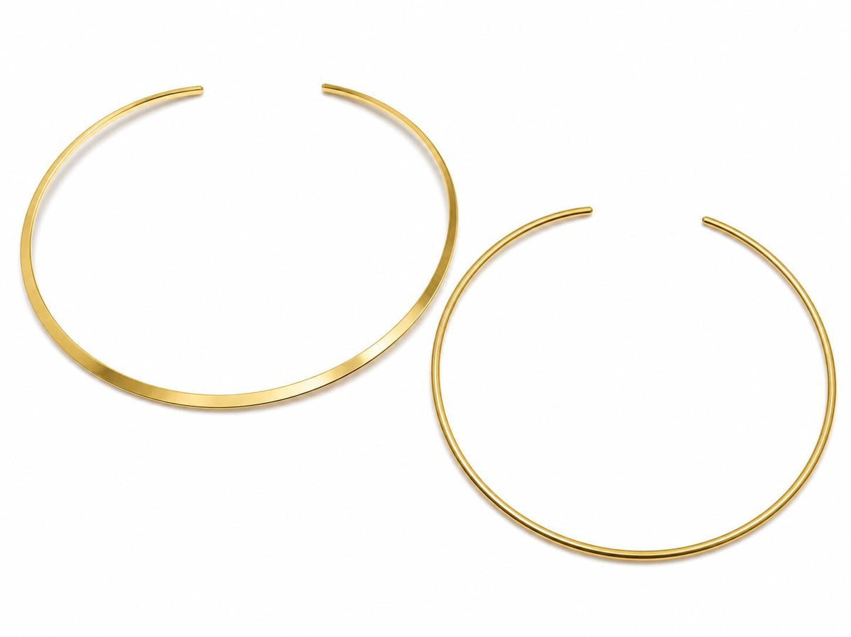 Polished Brass Open Choker Necklace: Minimalist Turkish Jewelry for Charms, Pendants