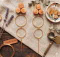 Gold Plated Smoky Druzy Dangle Earrings, Geometric Round Brass
