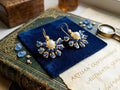 Ottoman Style Blue Agate Chandelier Earrings – Gold Plated Brass Dangle Hypoallergenic