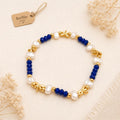 Gold Plated Dragonfly Bracelet, Blue Crystal, Pearl Cuff, Turkish Jewelry