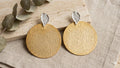 Hammered Gold Silver Mixed Metal Statement Earrings, Hypoallergenic Turkish Dangle Styles