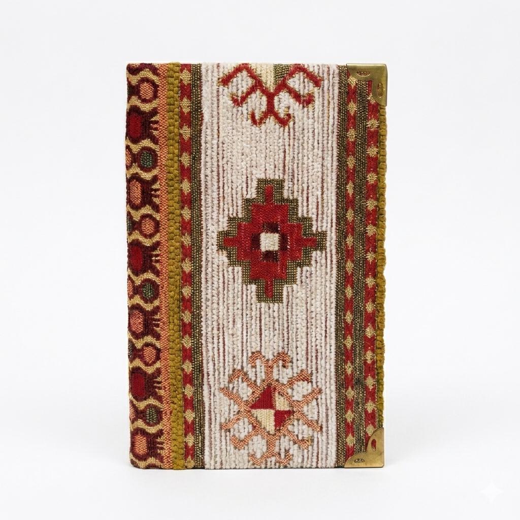 Turkish Rug Design Pocket Journal, Kilim Woven Fabric Notepad