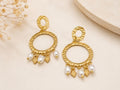 Handcrafted Turkish Hoop Pearl Earrings, Gold Plated Brass Studs, Hypoallergenic Daily Wear