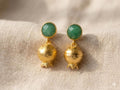 Handmade Pomegranate Earrings, Green Jade, Gold Plated Bronze, Turkish Boho Earrings