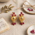 Pomegranate Earrings, Gold Plated Ruby Jade, Boho Chandelier Earrings