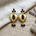 Gold Plated Pomegranate Earrings, Onyx Seeds, Turkish Boho Earrings