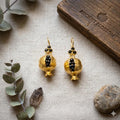 Gold Plated Pomegranate Earrings with Black Onyx – Boho Chic Style, Hypoallergenic