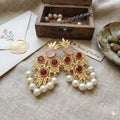 Pink Quartz Iolite Pearl Hamsa Lotus Chandelier Earrings – Gold Plated Dangles