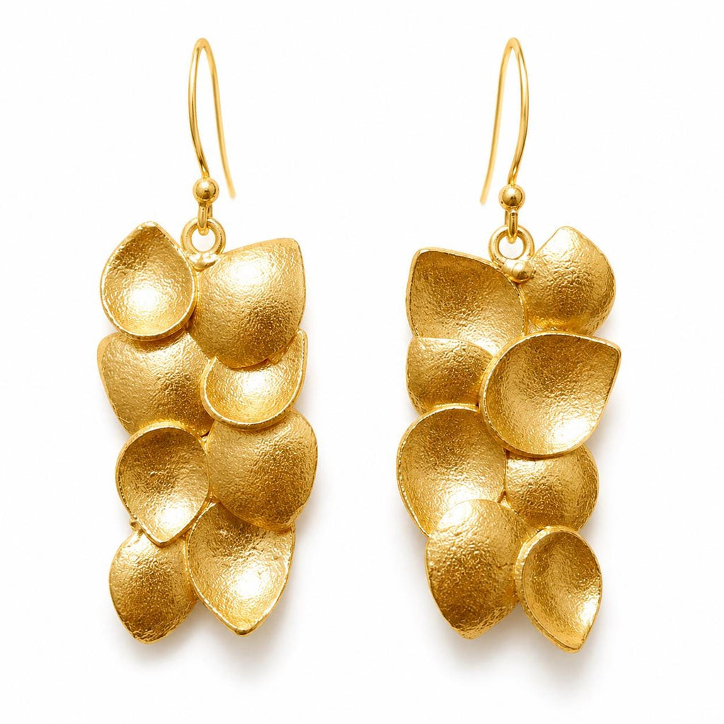 Gold Plated Brass Chandelier Earrings, Hip Allergenic Geometric Dangle Earrings