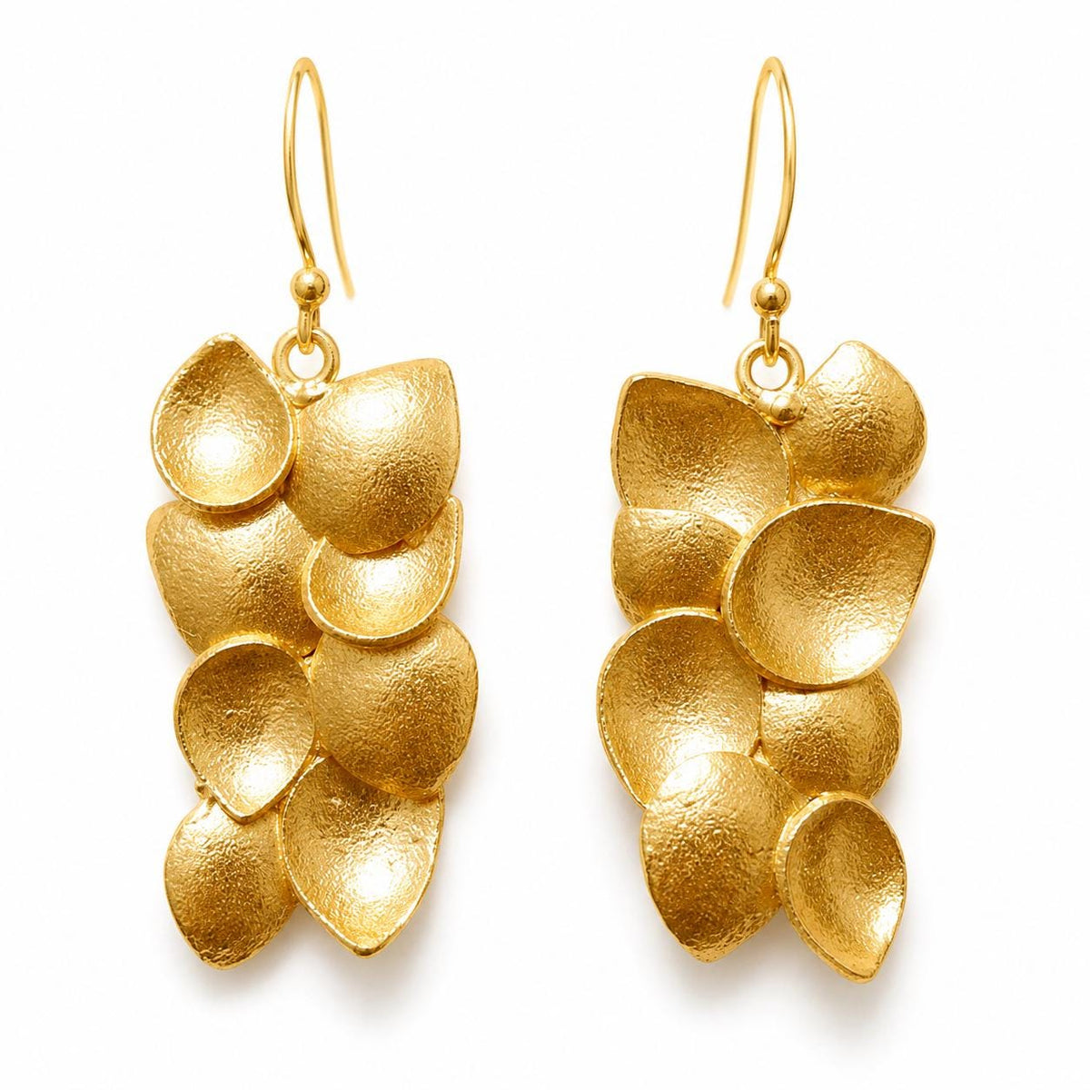 Gold Plated Brass Chandelier Earrings, Hip Allergenic Geometric Dangle Earrings