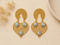 Gold Plated Brass Openwork Earrings with White Howlite, Artisan Dangle Jewelry