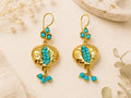 Boho Chic Gold Plated Pomegranate Earrings – Blue Howlite Ottoman Dangles