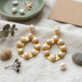 Gold Plated Pearl Hoop Earrings, Stud Dangle, Handmade