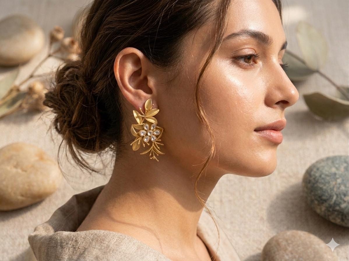 Exquisite Gold Plated Flower Crystal Chandelier Earrings with Leaves - Hypoallergenic, Gift Packaging Included