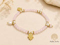 Elegant Gold Plated Hand of Fatima Rose Crystal Pearl Cuff Bracelet