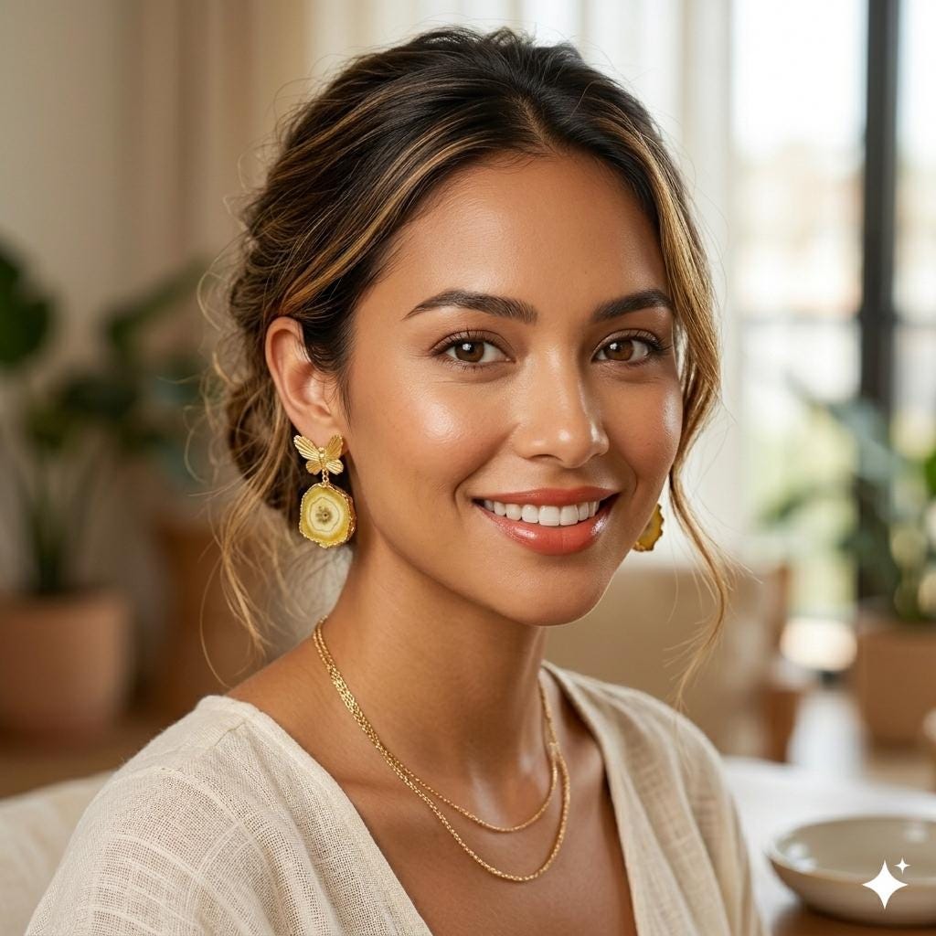 Gold Plated Brass Butterfly Quartz Earrings – Solar Gemstone Dangle Jewelry