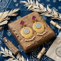 Gold Plated Chandelier Agate Earrings, Art Deco Enamel, Boho Ethnic Drop, Seed Pearl Fringe