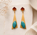 Art Deco Turquoise Dangle Earrings, Enamel Stud Chandelier Earrings