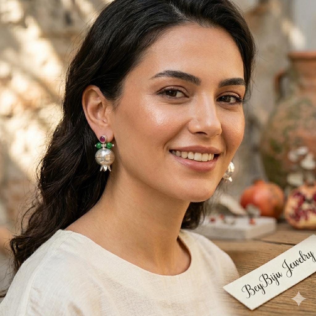 Pomegranate Earrings: Green Agate & Ruby Jade, Silver Plated Boho Chandelier Earrings