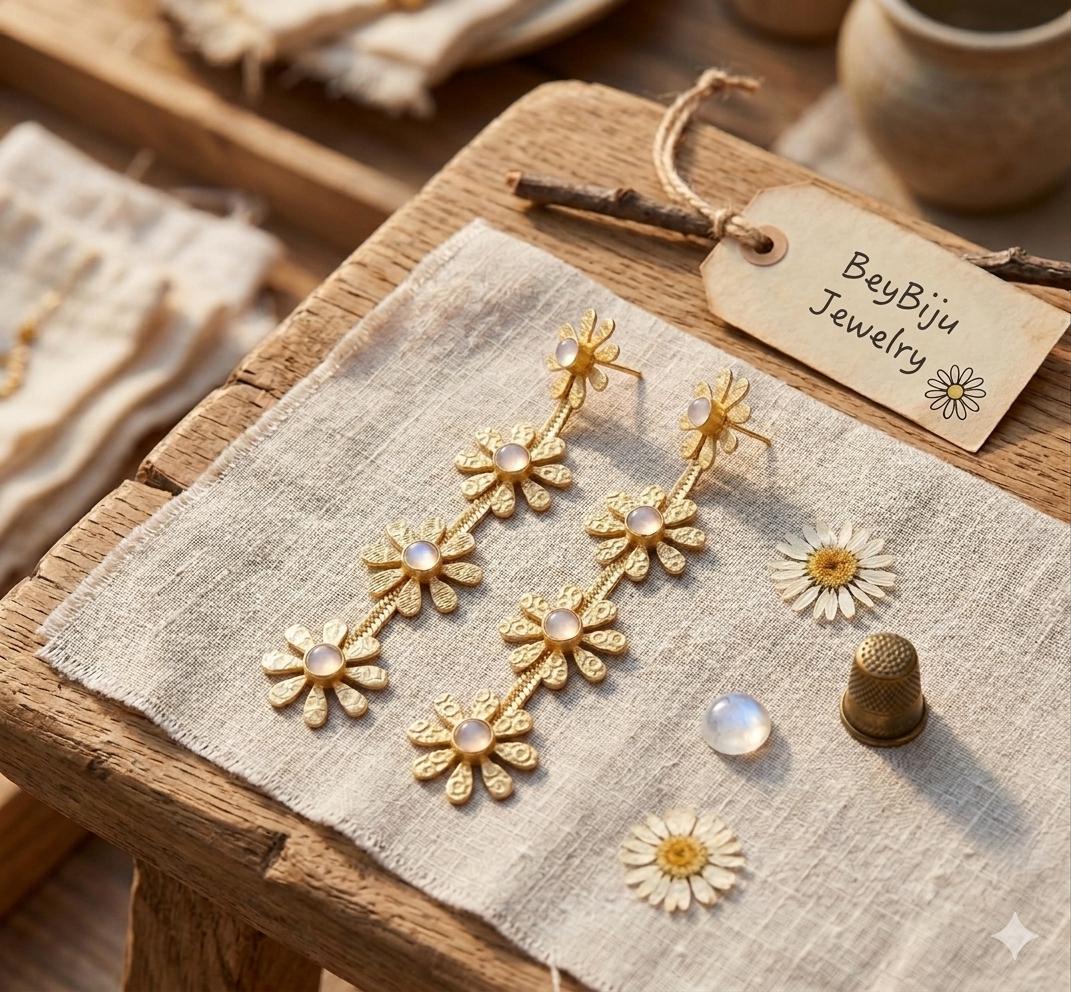 Daisy Rose Agate Earrings, Matte Gold Plated Chandelier Earrings