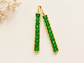 Green Agate Seed Pod Earrings: Gold Plated Bronze, Boho Turkish Gemstone