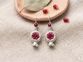 Pomegranate Earrings: Ruby Jade Silver Plated Boho Earrings